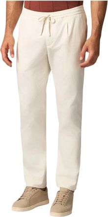 Brooks Brothers Slub Katoen Rechte Pijp Geplooide Broek - Heren - Straight fit broeken - Beige - W34 - Katoen - Broeken