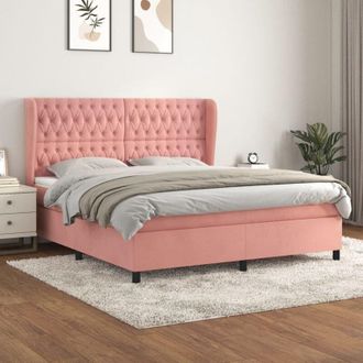 vidaXL Vidaxl - Cama Box Spring Con Colch&oacute;n Terciopelo Rosa 160x200 Cm