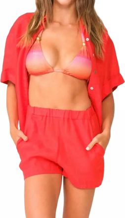 PQ Swim Linen Pull-On Shorts In Hot Pink
