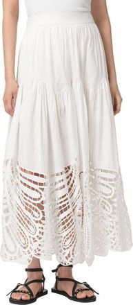 AllSaints Femi Openwork Maxi Skirt in Chalk White at Nordstrom, Size 10
