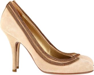 Sergio Rossi Chain Detail Pumps in Beige Suede