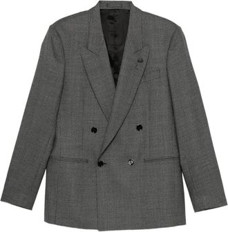 Lardini Grijze Gestreepte Double-Breasted Jas - Heren - Blazers - Grijs - L - Jassen