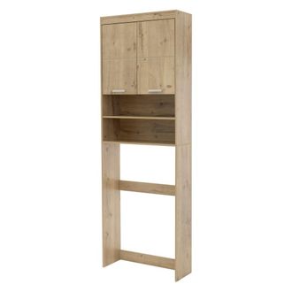 ECD Germany Armario para lavadora mueble alto organzador ba&ntilde;o de roble mdf