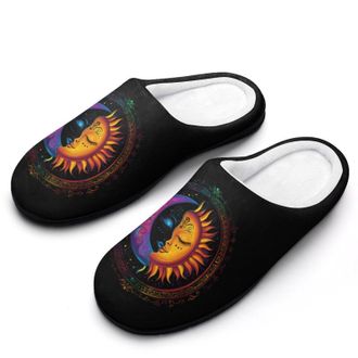 Generic Yin And Yang Sun Moon Funny Mens Slippers Cotton Warm House Shoes Memory Foam Sandals Print Size 7-14
