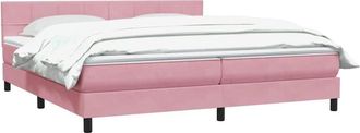 vidaXL Cama Box Spring Con Colch&oacute;n Terciopelo Rosa 180x210 Cm Vidaxl