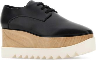 Stella McCartney Womens Elyse Lace-Up Alter Platform Flat Black Fabric