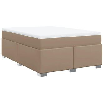 vidaXL Vidaxl - Cama Box Spring Con Colch&oacute;n Cuero Sint&eacute;tico Capuchino 160x200cm