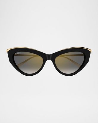 Cartier Panthere Acetate & Metal Cat-Eye Sunglasses
