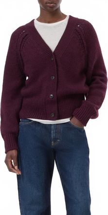 Closed Waisted Cardigan Alpaca Sweater In Burgundy