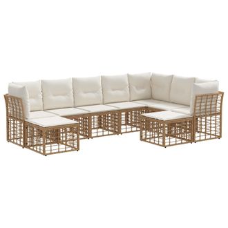 vidaXL Conjunto De Sof&aacute;s De Exterior Natural Y Crema Poli&eacute;ster Vidaxl