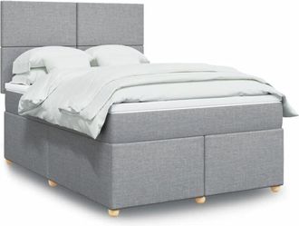 vidaXL Vidaxl - Cama Box Spring Con Colch&oacute;n Tela Gris Claro 160x200 Cm