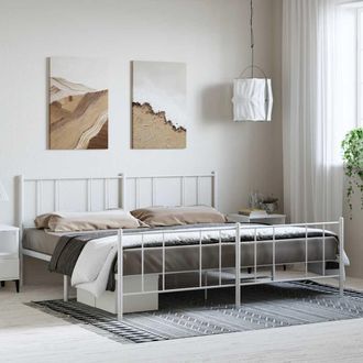 vidaXL Estructura Cama Sin Colch&oacute;n Con Estribo Metal Blanco 183x213 Cm Vidaxl