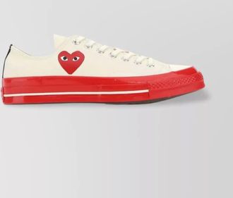 Comme Des Garçons round toe canvas sneakers in ivory