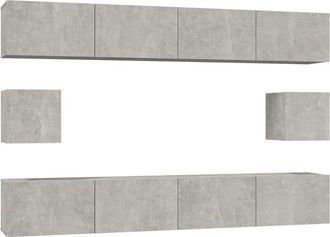 vidaXL Vidaxl - Set De Muebles De Tv 6 Pzas Madera Contrachapada Gris Hormig&oacute;n