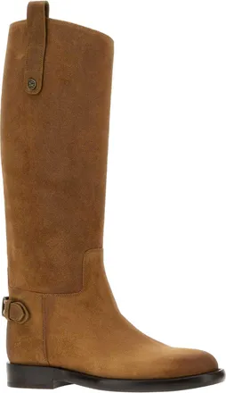 Burberry Womens Camel Suede Cavalier Boots Boat Stivali