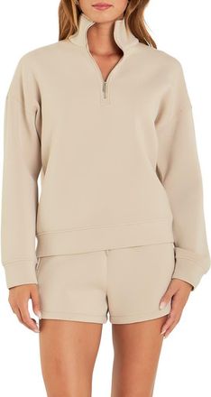 Grey Lab Scuba Knit Quarter Zip Pullover in Taupe at Nordstrom, Size Small
