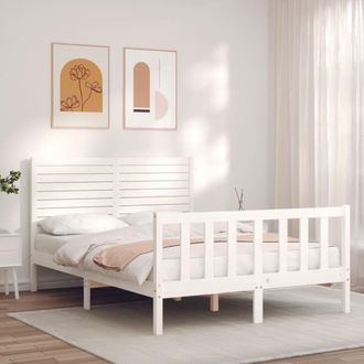 Berkfield Home Bed Frame with Headboard White 140x200 cm Solid Wood