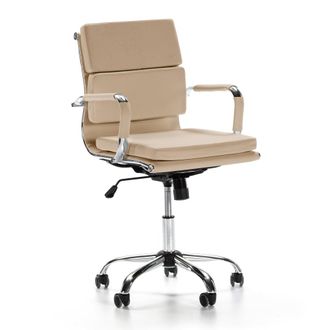 HOMN Sill&oacute;n de oficina reclinable taupe, piel sint&eacute;tica, altura ajustable