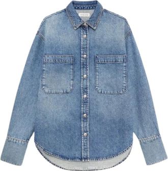 Anine Bing Oversized Button-Up Shirt - Dames - Spijkeroverhemden - Blauw - L - Denim - Overhemden