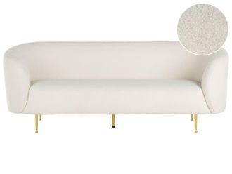 Beliani Sof&aacute; de 3 plazas 3 personas de boucl&eacute; blanco