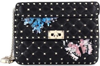 Valentino Garavani Rockstud gewatteerde leren medium tas verfraaid met spikes - Zwart
