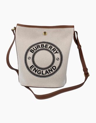 Burberry Womens Burberry Canvas Bucket Bag - Dark Wheat - Tan