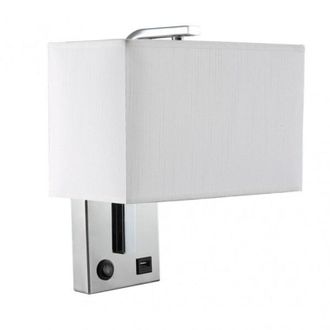 Fabrilamp Applique 1xe27 e porta usb agatha cromo/bianco pane.bianco 27x25x15cm con interruttore