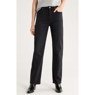 Paige Stevie High Waist Ankle Straight Leg Jeans in Black Void at Nordstrom, Size 31