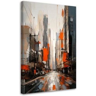 Artgeist Artgeist - Quadro su tela, Citt&agrave; (Strada) Astratto Arancione Grigio Moderno - 80x120