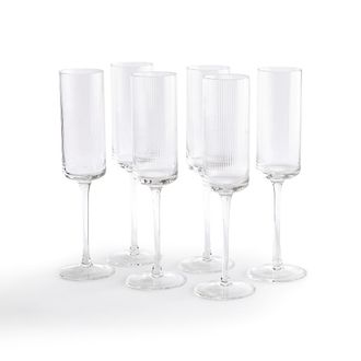 La Redoute Interieurs Set van 6 champagneglazen in geribbeld glas, Stria