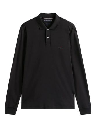 Tommy Hilfiger long-sleeve polo shirt - men - Cotton - L - Black