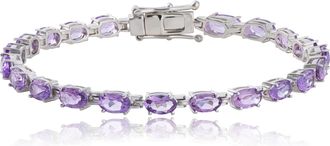 MAX + STONE 925 Sterling Silver 6x4mm Oval Cut Gemstone Tennis Birthstones Bracelet
