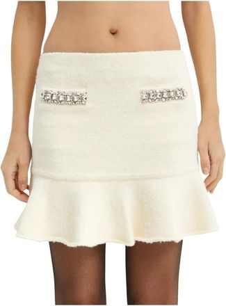 Self Portrait Zachte Gebreide Mini Rok - Dames - Korte rokken - Beige - M - Rokken