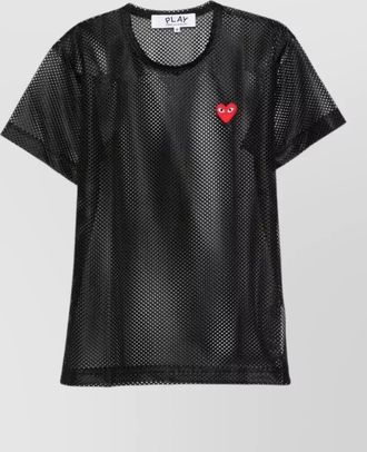 Comme Des Gar&ccedil;ons crew neck mesh t shirt heart emblem
