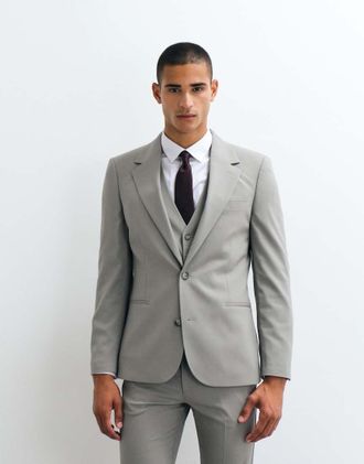 Asos Giacca da abito skinny grigia-Grigio