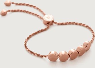 Monica Vinader Rose Gold Linear Bead Friendship Chain Bracelet