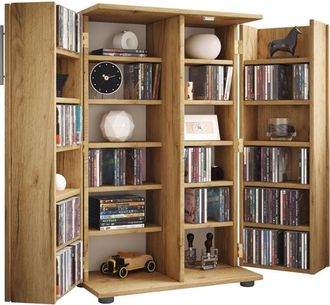 VCM Wood cd dvd Stand Shelf/Cabinet Mobile cd salvaspazio con 2 porte bloccabili per 600 cd o 260 dvd o 144 video Dimensioni: a. 93 x l. 60 x t. 31