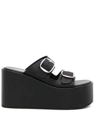Coperni 100mm leather wedge sandals - Black