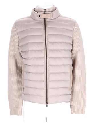 Herno Grey Quilted Ribbed Wool Down Jacket
