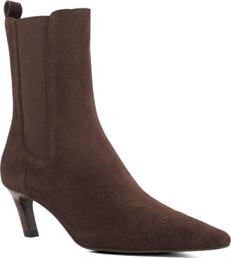 Dune London Ladies Orie Suede Pointed Toe Slanted Heel Ankle Boots Size UK 5 Kitten Heel Suede Brown