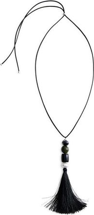 Mango Fringe Bead Necklace in Silver at Nordstrom