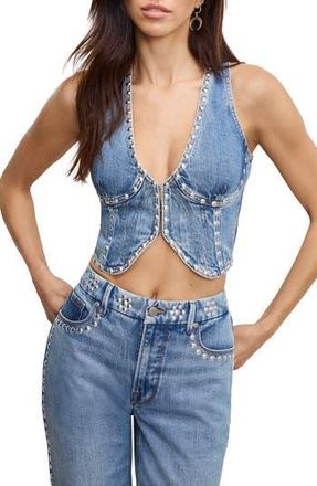 Good American Studded Underwire Denim Vest in Indigo895 at Nordstrom Rack, Size Medium