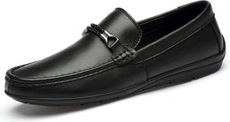 Generic Mens Loafers Shoe Round Toe Slip On Driving Loafers Leather Flat Heel Lightweight Flexible Walking Slip On(8.5 UK)