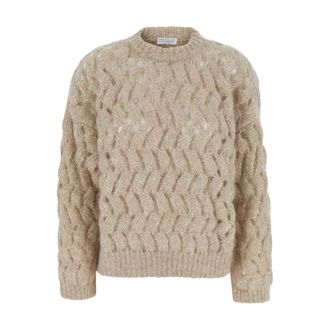 Brunello Cucinelli Dames, Truien, Beige, Maat: S Wol