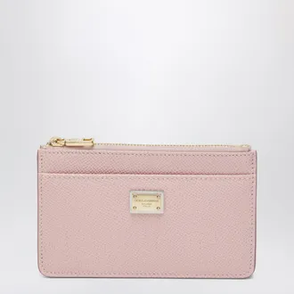 Dolce & Gabbana Dauphine calfskin card holder in nude pink