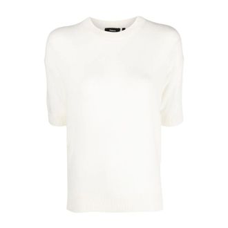 Theory Cashmere Knitwear, female, White, Size: XS Short-Sleeve Cashmere Tee