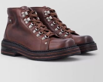 Miu Miu leather lace-up ankle boots