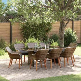 vidaXL Conjunto De Comedor De Jard&iacute;n 9 Pcs Gris Rat&aacute;n Sint&eacute;tico Vidaxl