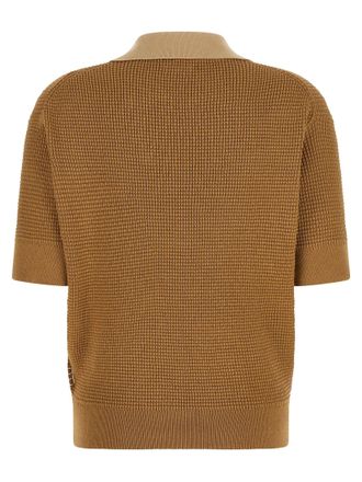 J.W.Anderson Waffle Stitch Cotton-Cashmere Polo Shirt - Caramel