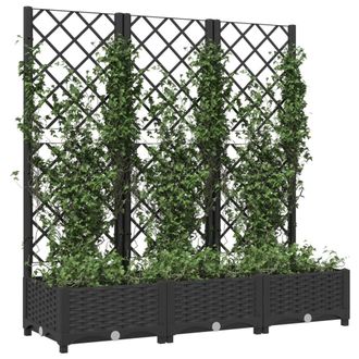 Berkfield Home Beautiful Garden Planter with Trellis Black 120x40x121.5 cm PP